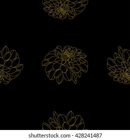 Golden peony decor seamless pattern. Vector illustration for your design