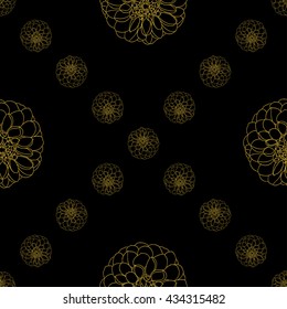 Golden peony decor seamless pattern. Vector illustration for your design