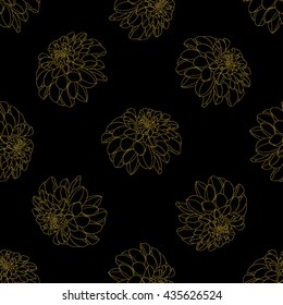 Golden peony decor seamless pattern. Vector illustration for your design