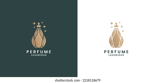 golden perfume logo design vector