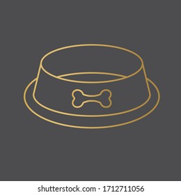 golden pet bowl icon- vector illustration