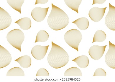 Plano de fundo do padrão de linha Pétalas Douradas. Ilustração vetorial. Papel de parede de natureza abstrata