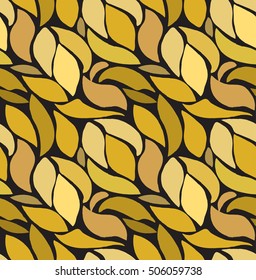 Golden petals. Wavy seamless pattern. Autumn ornament.