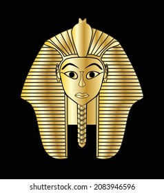 Golden pharaoh sfinx portrait color vector illustration