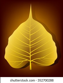 golden Pho leaf sign of Buddhist religion vector