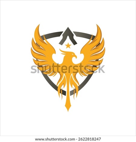 Golden phoenix with honor and power.