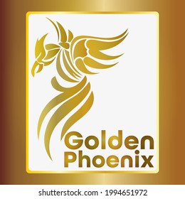 Golden Phoenix. Diseño del logotipo de Phoenix - Icono de las aves de fuego - Símbolo de águila dorada - Abstracto Vector de aves de oro - Ilustración animal