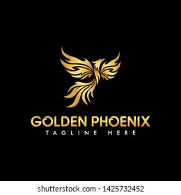 Golden Phoenix Logo Design Your Company Stock Vector Royalty Free