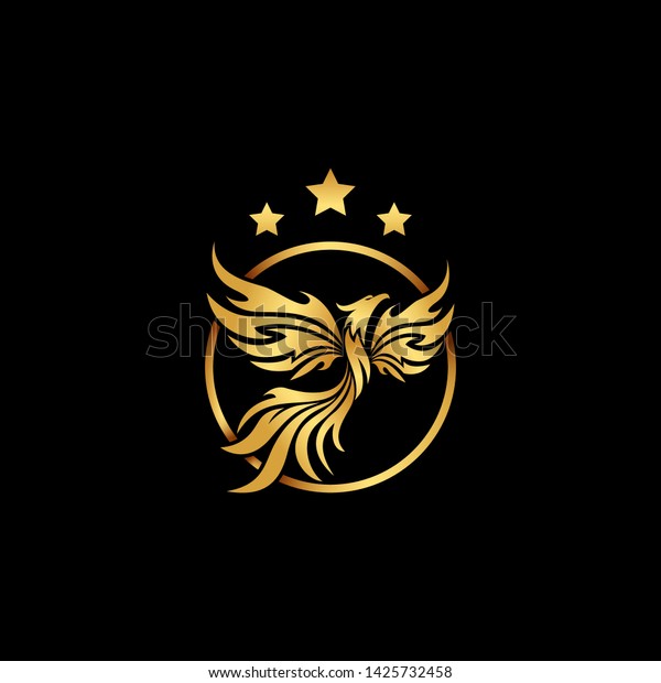 Golden Phoenix Logo Design Your Company Stock Vector Royalty Free