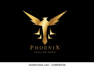 Golden Phoenix Logo Icon Stock Vector Royalty Free