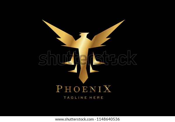 Golden Phoenix Logo Icon Stock Vector Royalty Free