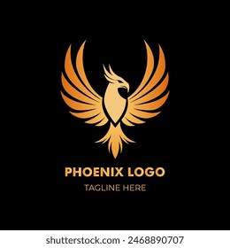 A Golden Phoenix Logo on Dark Theme