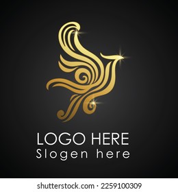 Golden Phoenix luxury logo design vector.