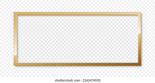 Golden photo frame in flat style. Gold border vector illustration on isolated background. Photoframe sign business concept.