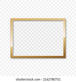 Golden photo frame in flat style. Gold border vector illustration on isolated background. Photoframe sign business concept.