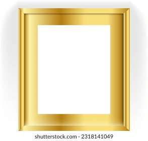 Golden photo frame in flat style. Gold border vector illustration on isolated background