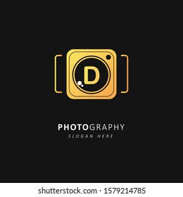 Golden Photography logo with initial letter d, vector illustration symbol template