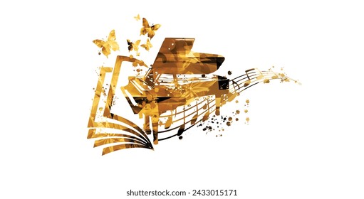 Golden piano design. Music background