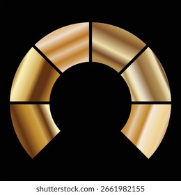 Rebanada de gráfico de pastel dorado en 3D con acabado elegante

