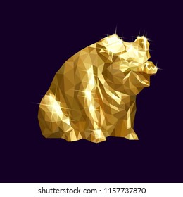 golden pig low poly style vector illustration new year symbol, happy new Chinese year lunar