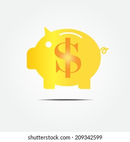 golden piggy bank vector