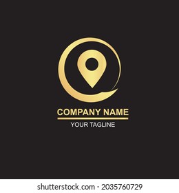 Logo für die goldene Pin-Position. im schönen Kreis. Luxusvektor