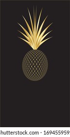 Golden pineapple image. Colored ellipse with a gradient. Vector illustration. Background for mobile