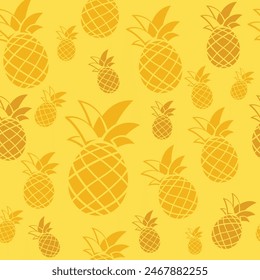 Golden Pineapple tropical fruit seamless repeat pattern illustration vector