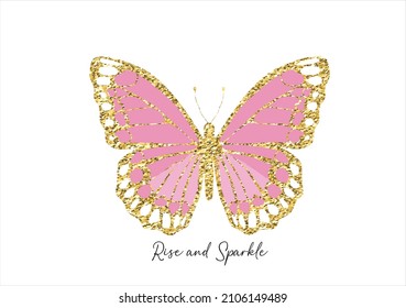 golden pink glitter butterfly butterflies and daisies positive quote flower design margarita 
mariposa
stationery,mug,t shirt,phone case fashion slogan  style spring summer sticker an  etc Tawny 