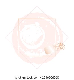 Golden pink nude art frames. Modern card design, brush stroke, lines, points, gold, premium brochure, flyer, invitation template. Beauty identity elegant style. Hand drawn vector.