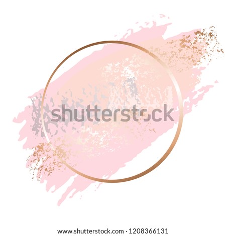 Golden pink nude art frames. Modern card design, brush stroke, lines, points, gold, premium brochure, flyer, invitation template. Beauty identity elegant style. Hand drawn vector.