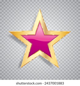 golden pink star with transparent shadow, commercial success icon