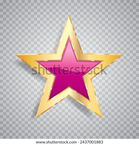 golden pink star with transparent shadow, commercial success icon