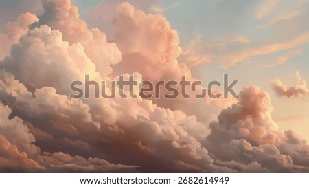 Golden Pink sunset background of renaissance cloud painting