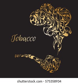Golden pipe with a smoke