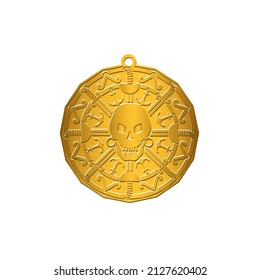 Golden pirate medallion vector illustration