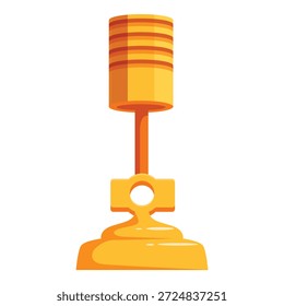 Golden piston moving inside combustion engine, converting pressure into reciprocating motion