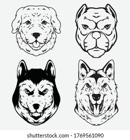 golden pitbull and huskey design vector illustration