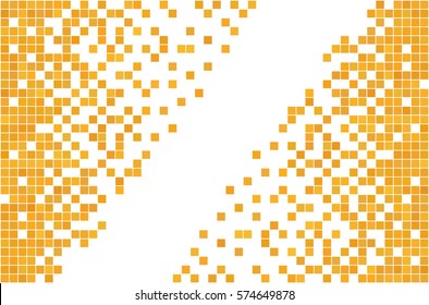 Golden  pixel background.  Abstract digital vector Illustration. Modern technology design. Hi tech wallpaper.