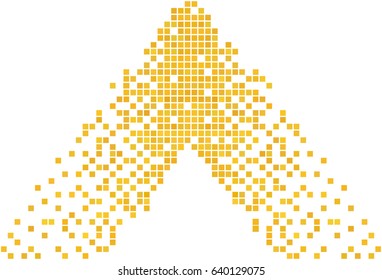 Golden pixel on white background.  Abstract digital vector Illustration. Modern technology design. Hi tech wallpaper.