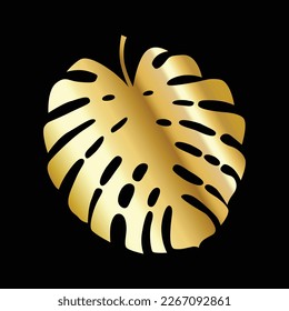 golden plam leaf vector design on black background
