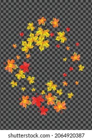 Golden Plant Background Transparent Vector. Leaves Ground Illustration. Autumnal October Floral. Abstract Leaf Frame.