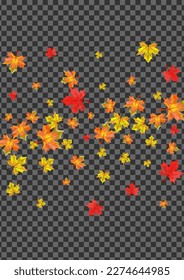 Golden Plant Background Transparent Vector. Leaf Isolated Texture. Orange Ground Floral. Decor Foliage Frame.