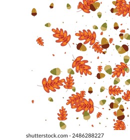 Goldener Pflanzenhintergrund Weiße Vektorgrafik. Blätter gezeichnete Textur. Grünes Laub. Dekorativer Rahmen. Roteiche Dekoration.