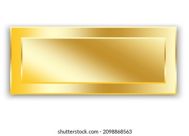 Golden plate icon. Name tag. Rectangular shape. Realistic design. Gradient effect. Vector illustration. Stock image.