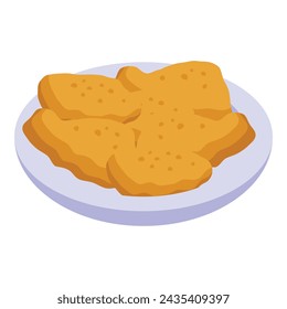 Golden plate wings icon isometric vector. Fast food. Tasty meal recipe