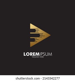 golden play logo icon for music and media player company, vector 