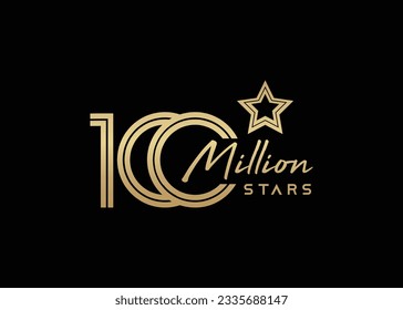 Golden plus silver 100 million with star unit. Vector graphic. Symboll