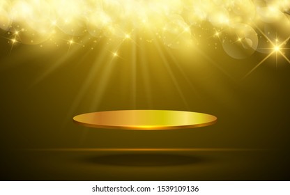 golden podium with gold light on the stage