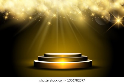 golden podium with golden light abstract background